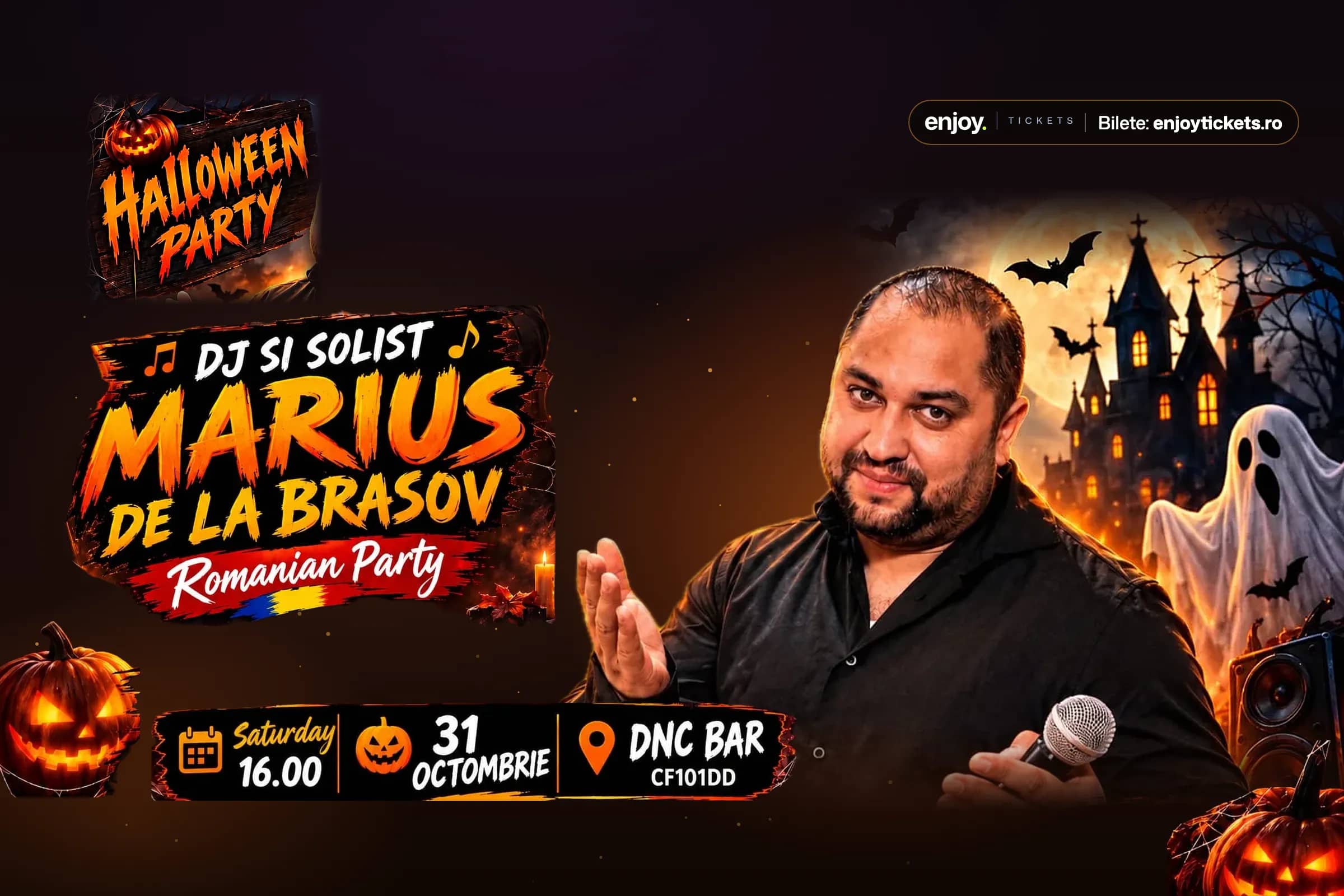 Halloween Romanian Night cu Marius de la Brașov, DJ și solist, DNC Bar Cardiff