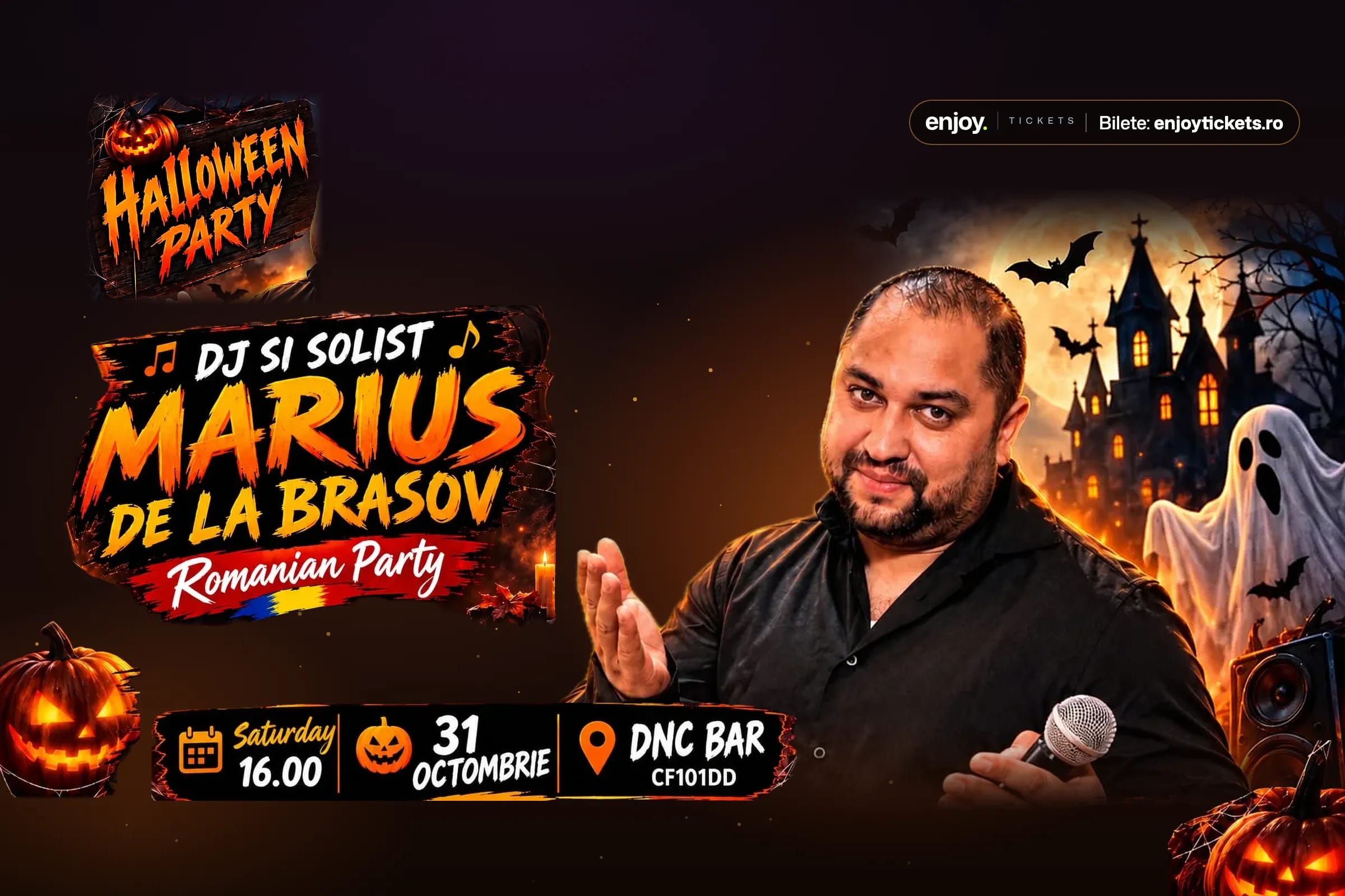 Halloween Romanian Night cu Marius de la Brașov, DJ și solist, DNC Bar Cardiff